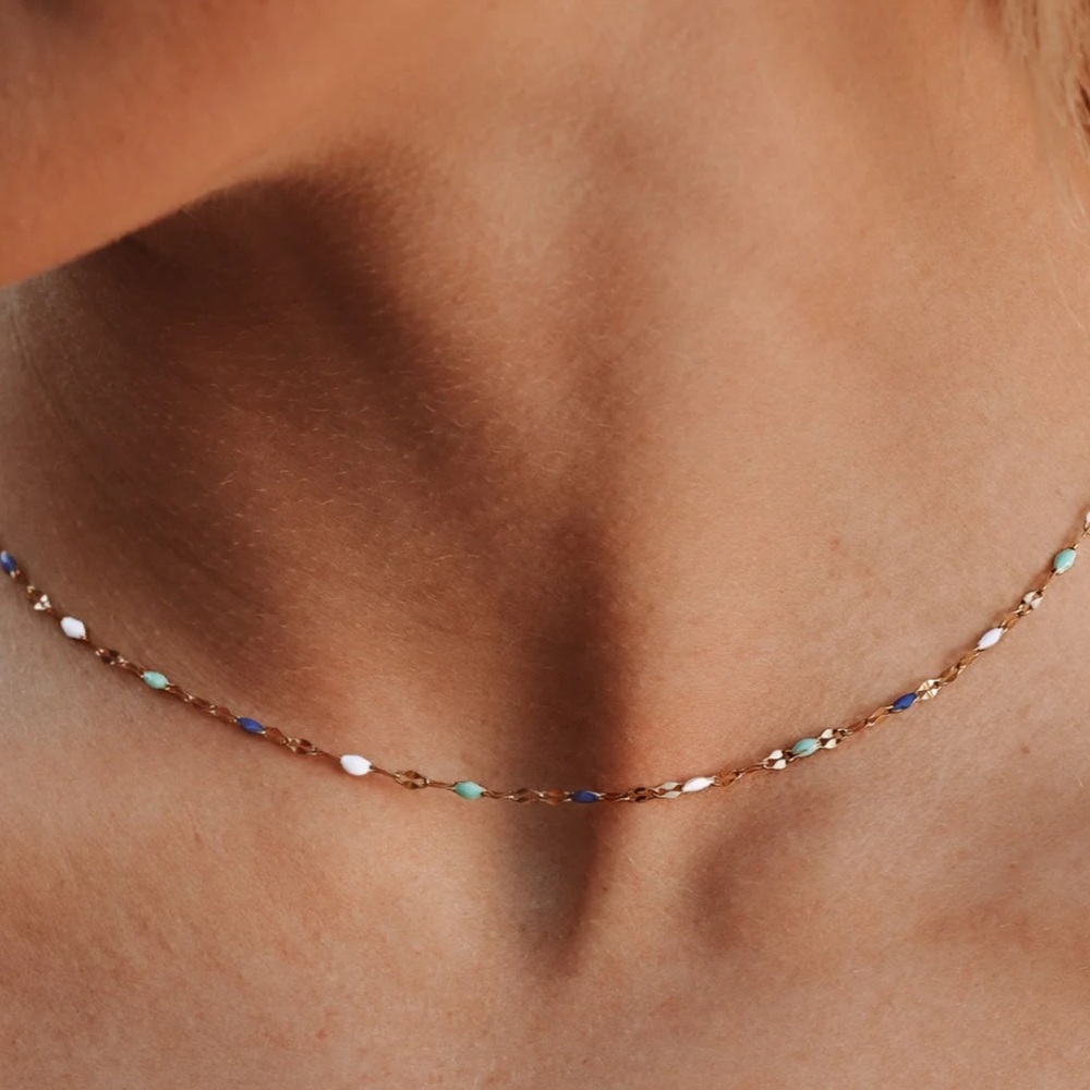 Atolea Mykonos Choker Necklace - Blue and Gold